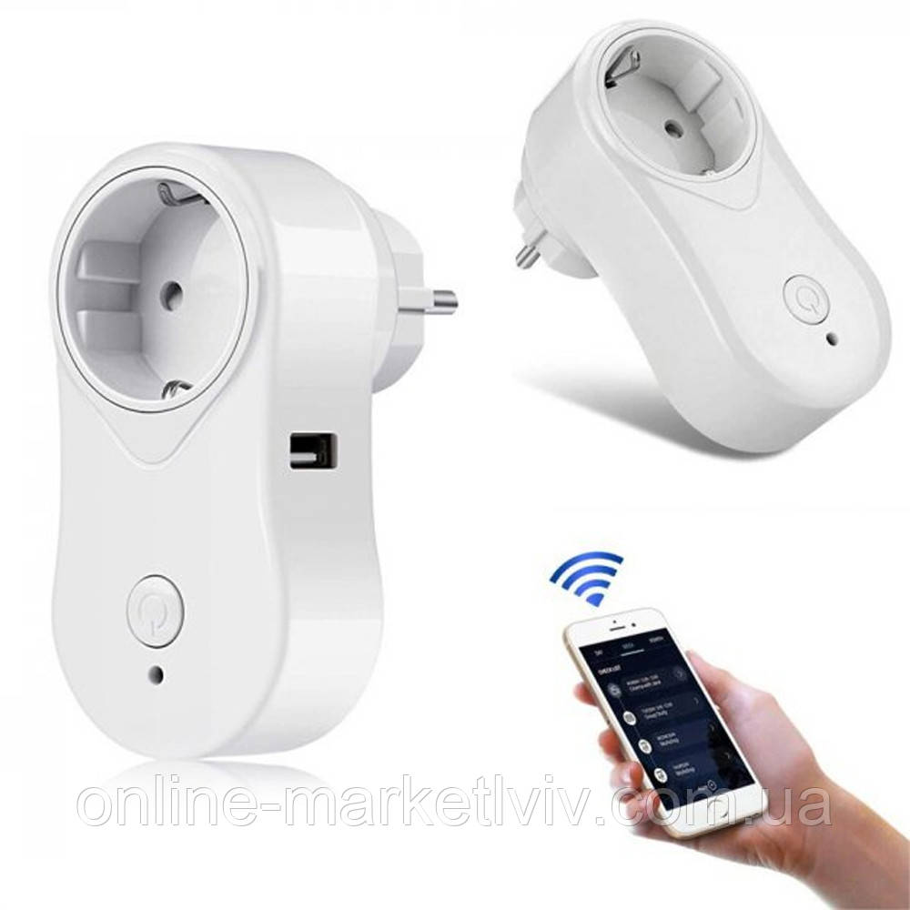 Розумна розетка з WIFI керуванням зі смартфона + USB Socket / Смарт розетка для розумного будинку