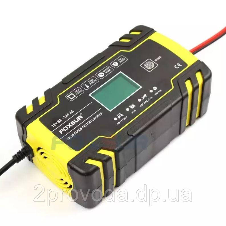 Импульсное зарядное устройство для аккумуляторов Foxsur 12V 8A / 24V 4A с функцией восстановления АКБ - фото 3 - id-p1736275554
