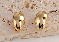 Клипсы (без прокола) овальные серьги сережки золотистый овал гладкий металл корея