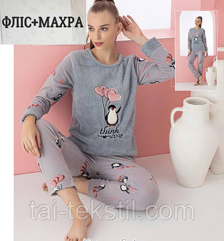 Піжама жіноча тепла софт махра+флісова основа Туреччина M-L-XL-2XL, фото 2