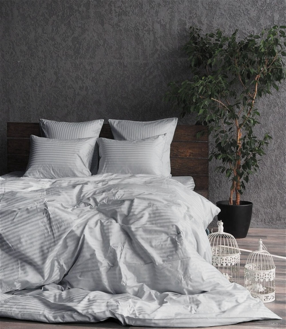 Комплект Stripe LUX GRAY PEARL 1/1см Комфорт текстиль