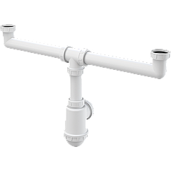 Сифон для кухонної мийки подвійний ALCAPLAST впуск 1 1/2" випуск горизонтальний білий A448-DN50/40