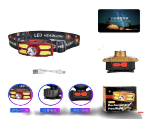 Налобний ліхтар HX-209, XPE, COB, ЗУ microUSB, фото 1