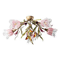 Люстра потолочная цветочная с бабочками для зала, холла, 5-ти ламповая 4805 серии "Райский сад"