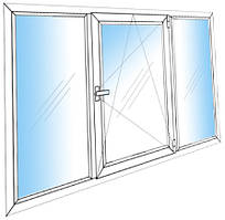 Металопластикове вікно широке (відкривна частина, стулка + 2 нерухомі частини, "глухі")