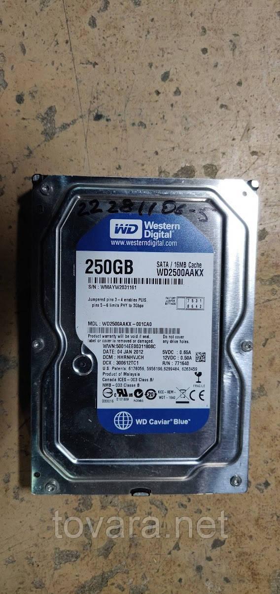 Жесткий Диск Винчестер HDD 250 Gb / Гб Western Digital Caviar Blue ...
