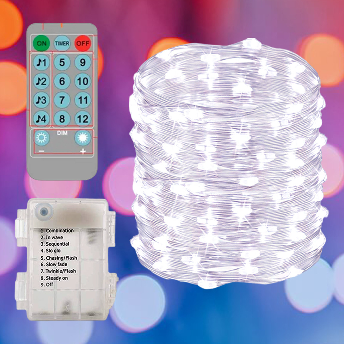 Гирлянда крапля роси світиться під музику 20 м 200 LED вологозахищена IP67 8 режимів + таймер на батарейках АА 3 шт