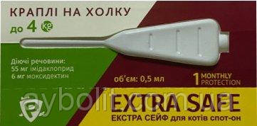 Краплі на холку проти бліх, кліщів і гельмінтів Palladium Extra Safe для кішок вагою до 4 кг 0.5 мл