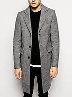 Стильное мужское шерстяное пальто в елочку Stons 46/48 размер
