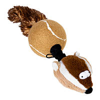 Игрушка для собак Барсук с 2-мя пищалками GiGwi Catch & fetch, искус.мех, теннисная резина, веревка, 32 см