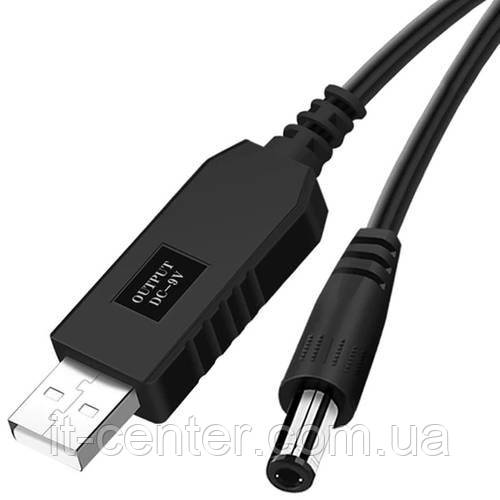 Кабель живлення для роутера/модема USB-DC 9V (з перетворювачем) (5.5x2.1)