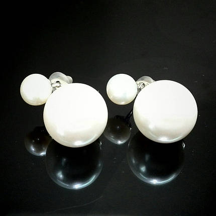 Срібні сережки з штучним перлами, фото 2