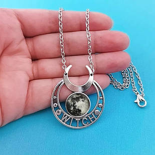 Кулон лінза з місяцем, підвіска "Містик відьма"