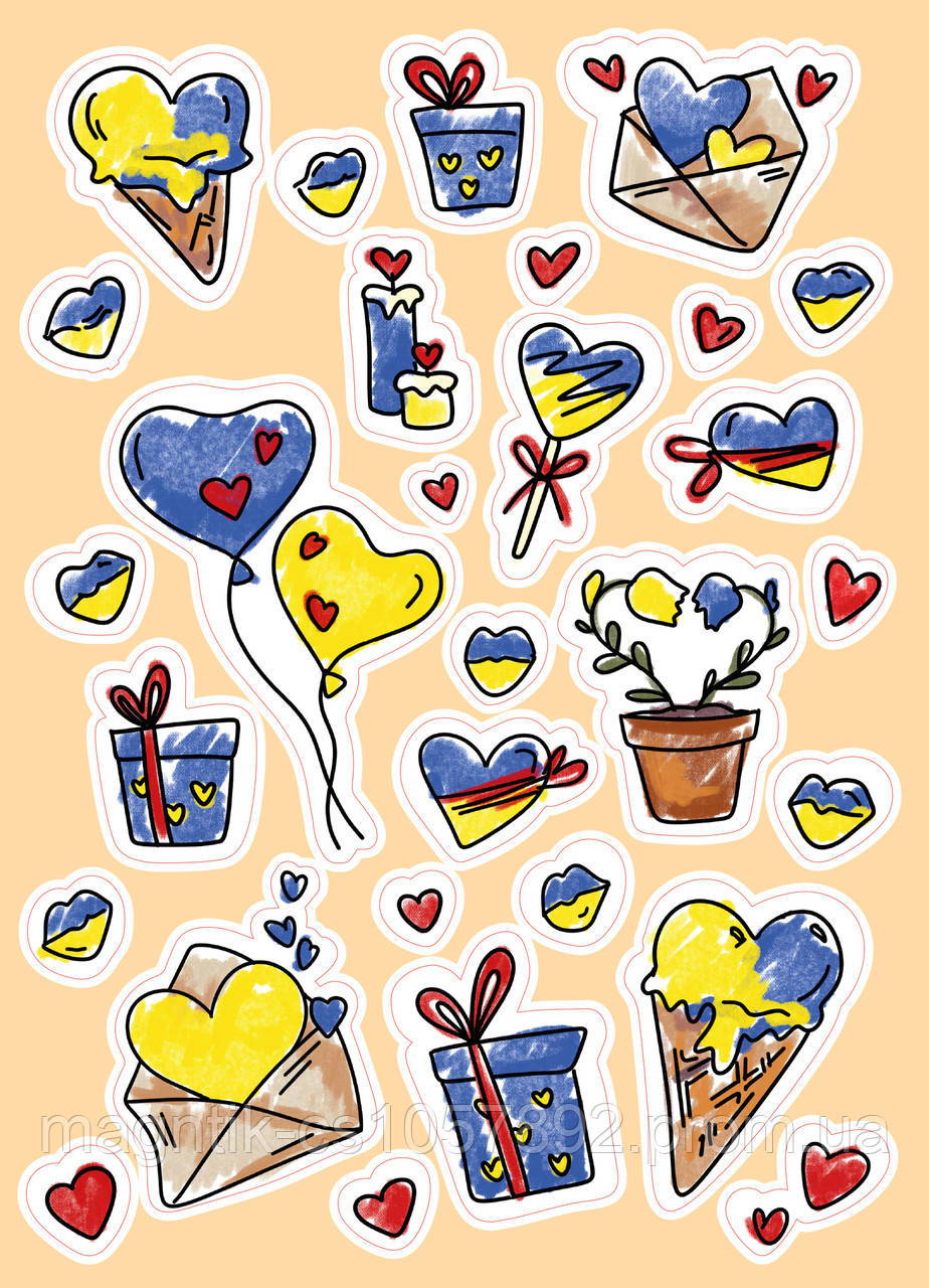 Набір наклейок-валентинок Love12