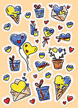 Набір наклейок-валентинок Love12