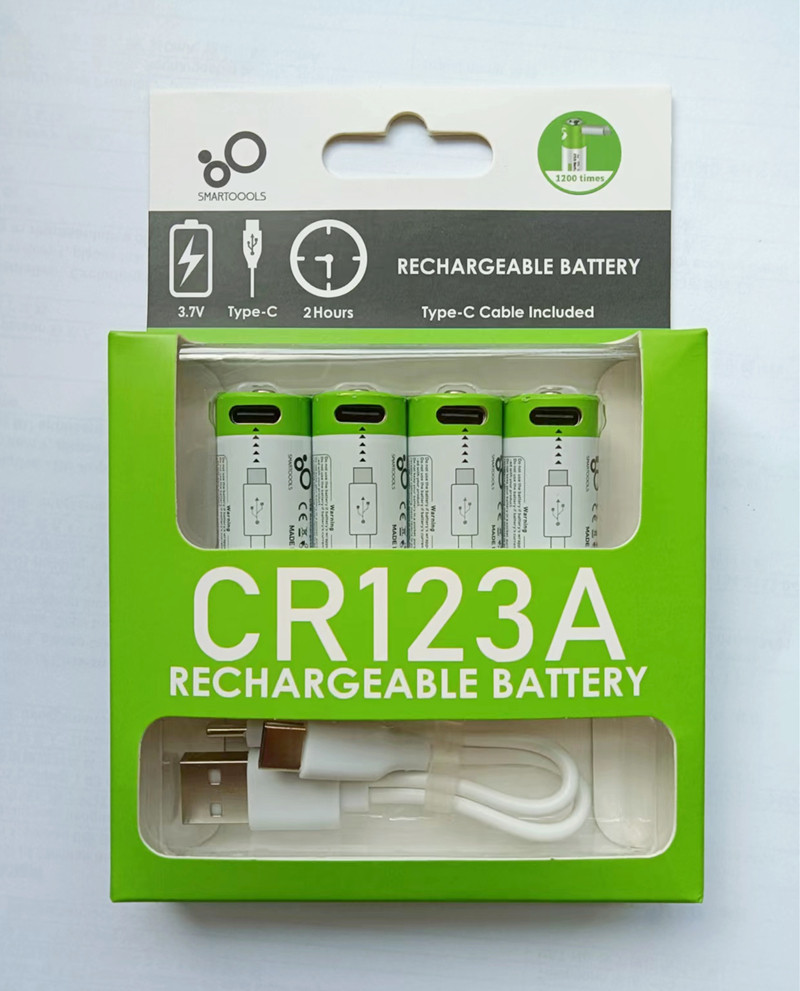 Акумулятор CR123A (16340) з роз'ємом TYPE-C Smartools 700 mAh (ціна за блістер — 4 штуки) + кабель TYPE-C, фото 1