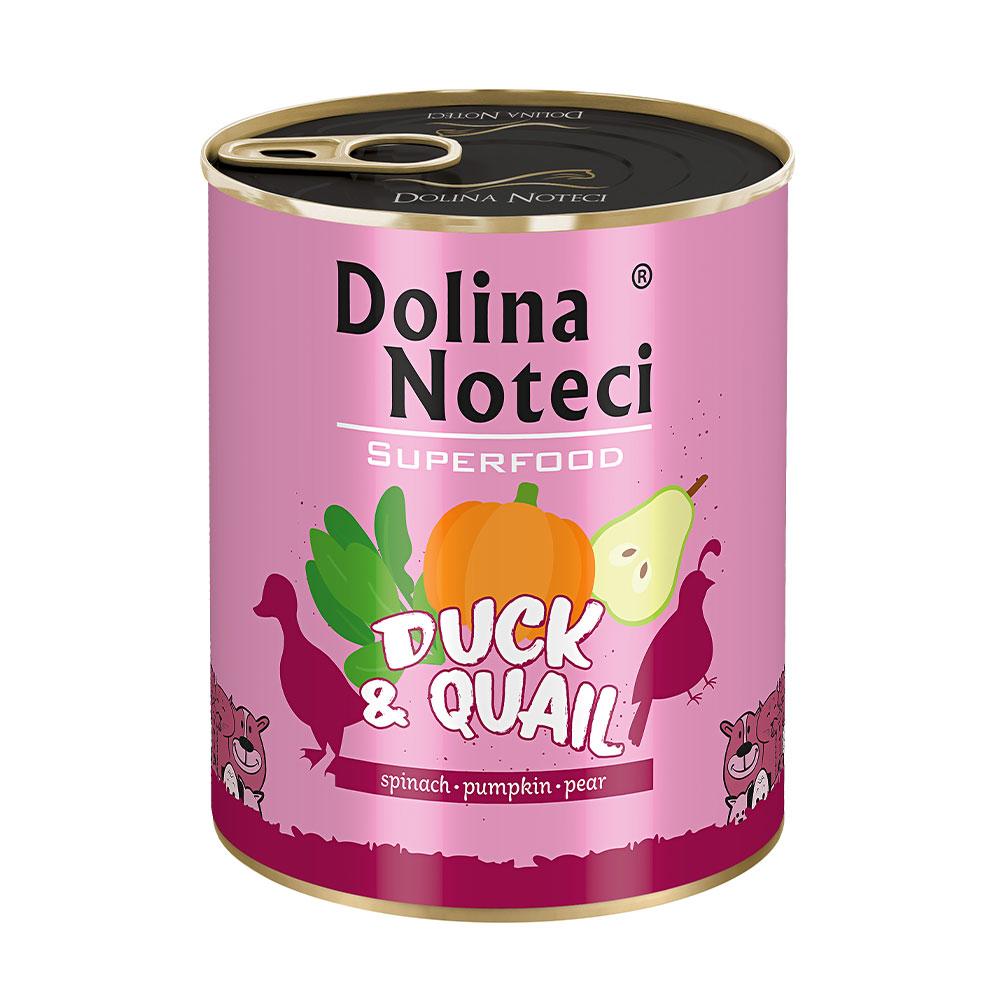 Блок вологого корму для собак усіх порід з качкою та перепелом Dolina Noteci Superfood 6 шт*800 г