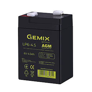 Акумуляторна батарея Gemix AGM 6В 4.5Ah black (00340003) LP6-4.5, фото 2