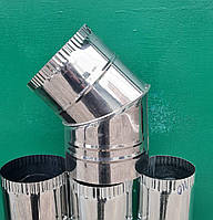 Кут коліно на димохід для буржуйки неіржавка сталь Діаметр 120 мм, 45 градусів AISI-430 0,4 мм