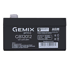 Акумуляторна батарея Gemix Security Series AGM 12 В 1.2 Ah black GB12012