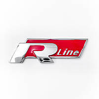 Эмблема шильдик стикер R-line Volkswagen (Фольсваген) хром красный