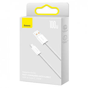 Кабель Baseus Dynamic Series Fast Charging Data Cable USB to Type-C 100W 1m White, фото 4