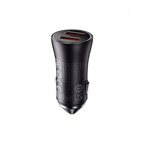 АЗП Baseus Golden Contactor Max Dual Fast Charger Car Charger U + U 60W Dark Gray, фото 1