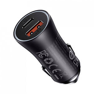 АЗП Baseus Golden Contactor Max Dual Fast Charger Car Charger U + C 60W Dark Gray, фото 1