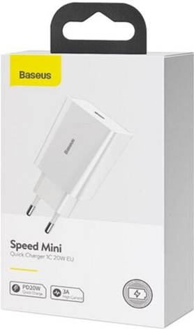 МЗП Baseus Speed Mini Quick Charger 1C 20W EU White, фото 4