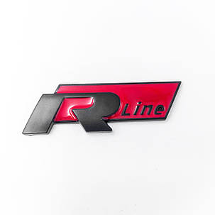 Емблема шильдик стікер R-line Volkswagen (Фольсваген) чорно-червоний, фото 1