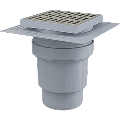 Трап для душу ALCAPLAST 150x150мм вертикальний випуск сатин APV13