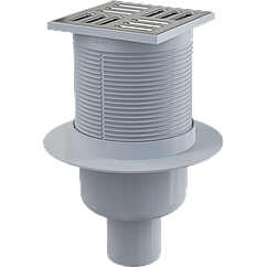 Трап для душу ALCAPLAST 105x105мм із сухим затвором вертикальний випуск сатин APV32