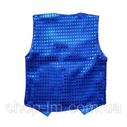 Жилетка з паєтками синя дитяча (зріст 104 — 110 см) жилетка для танців, фото 2