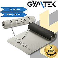 Коврик (мат) для фитнеса и йоги Gymtek ТРЕ 0,6 см серо-черный