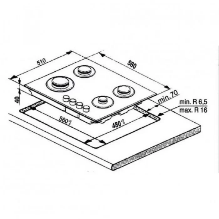 Варильна поверхня газова Indesit THP 642 IX/I - фото 2 - id-p1735649735