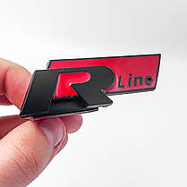Емблема решітки радіатора R-line Volkswagen (Фольсваген) чорно червоний, фото 4