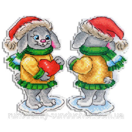 Набір для вишивання хрестиком новорічної іграшки Classic Design Зайчик, фото 1