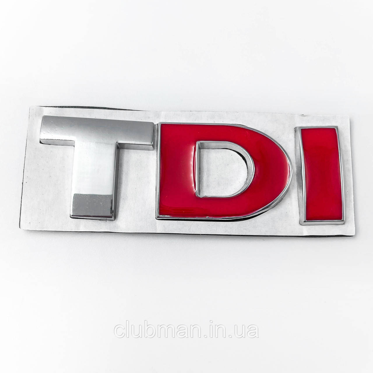 Емблема наклейка на кришку багажника TDI VW (Фольцваген) 72x25 мм червона + хром