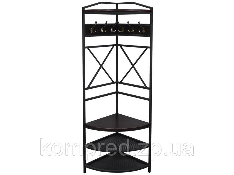 Вішалка кутова для одягу чорна Kompred (ЛДСП) 400х400х1850 OL245, фото 1