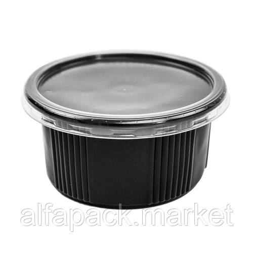 Супова ємність ПП-115, 350мл з кришкою чорна ящик/упаковка