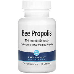 Бджолиний прополіс Lake Avenue Nutrition Bee Propolis Extract 5:1 1000 mg (90 капсул.)