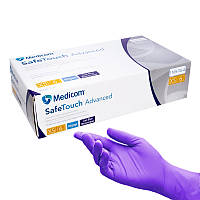 Перчатки нитриловые Medicom SafeTouch Advanced Cool Blue - 50 пар, размер XS (без пудры) фиолетовые