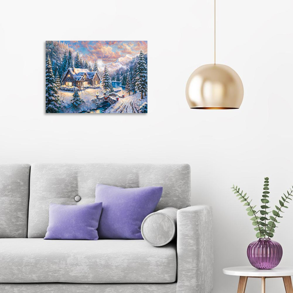 Алмазная Мозаика на Подрамнике Зимний Пейзаж Вышивка DIY-178336 50x40 ...