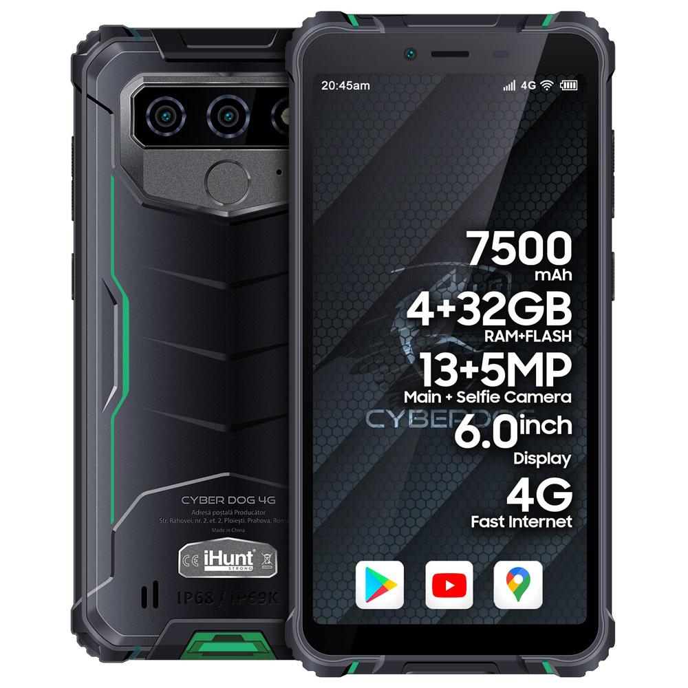 Протиударний телефон захищений водонепроникний смартфон iHunt Cyber Dog 4G Green — 4/32 Гб, 7500 мА·год