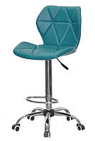 Высокий рабочий стул на колесах Torino кожзам зеленый 1002 Bar CH-Office
