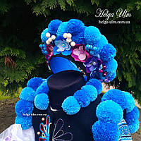 Вінок з помпонами синій, прокат по Україні