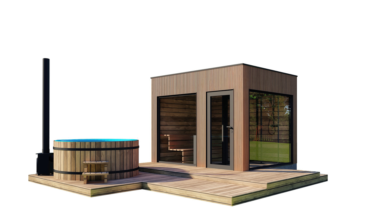 Модульна лазня 3,5х2,3м з панорамним вікном Gartensauna-19 від Thermowood під ключ від виробника