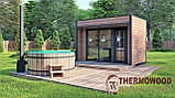Модульна баня 3,0 х2,3м з панорамним вікном Gartensauna-18 від Thermowood Production під ключ від виробника, фото 3