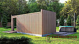Модульна баня 5,5х2,3м оздоблення рейка з панорамним вікном Gartensauna-22 від Thermowood Production під ключ, фото 5