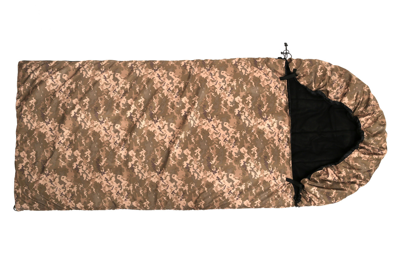 Армійський зимовий спальний мішок - ковдра 220 см х 100 см -30°C  на флісі Камуфляж